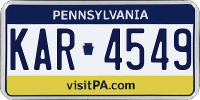 PA license plate KAR4549