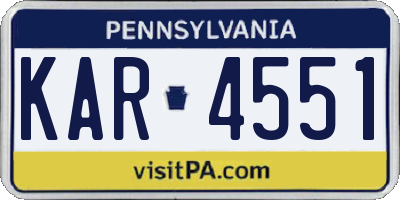 PA license plate KAR4551