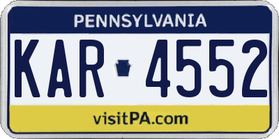 PA license plate KAR4552