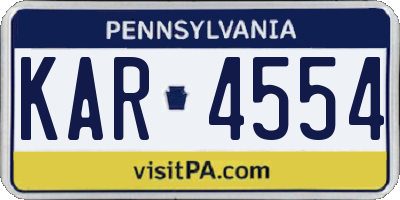 PA license plate KAR4554