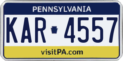 PA license plate KAR4557