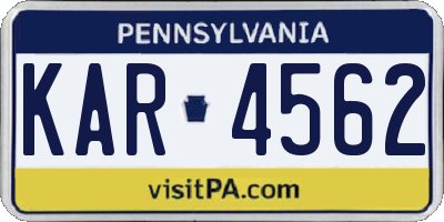 PA license plate KAR4562