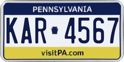 PA license plate KAR4567
