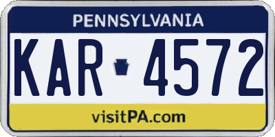 PA license plate KAR4572