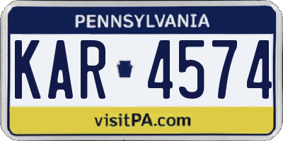 PA license plate KAR4574