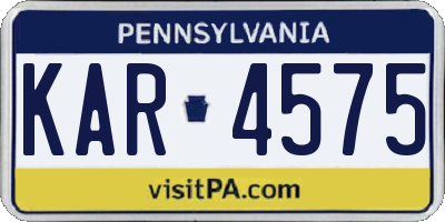 PA license plate KAR4575