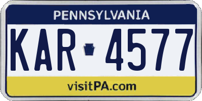 PA license plate KAR4577