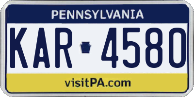 PA license plate KAR4580