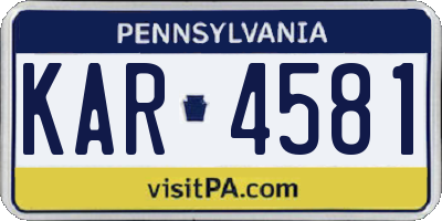 PA license plate KAR4581