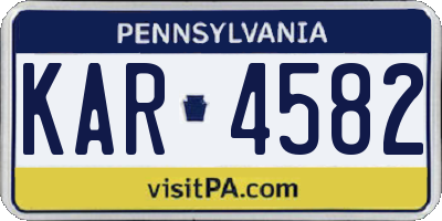 PA license plate KAR4582