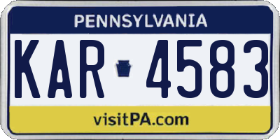 PA license plate KAR4583
