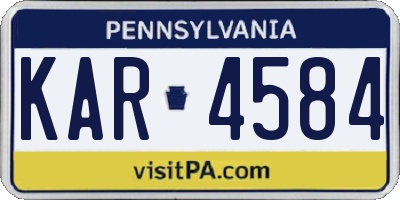 PA license plate KAR4584