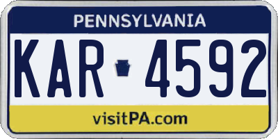 PA license plate KAR4592