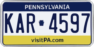 PA license plate KAR4597
