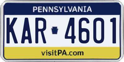 PA license plate KAR4601
