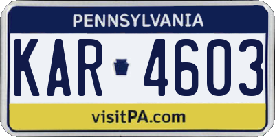 PA license plate KAR4603