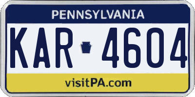 PA license plate KAR4604