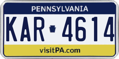 PA license plate KAR4614