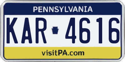 PA license plate KAR4616