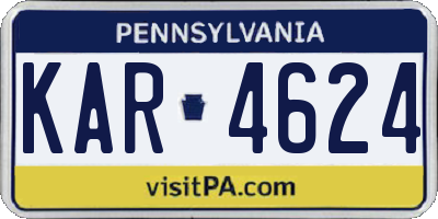 PA license plate KAR4624