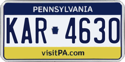 PA license plate KAR4630