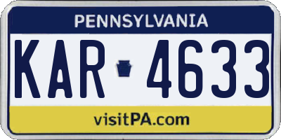 PA license plate KAR4633