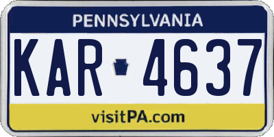 PA license plate KAR4637