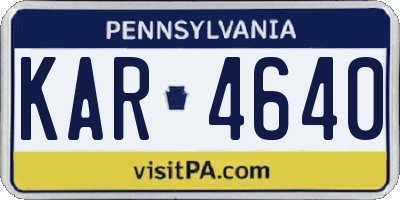 PA license plate KAR4640