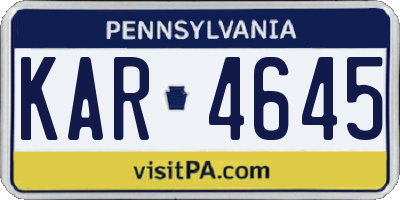 PA license plate KAR4645