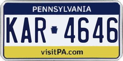 PA license plate KAR4646