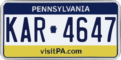 PA license plate KAR4647