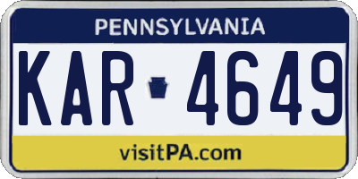 PA license plate KAR4649