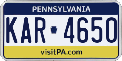 PA license plate KAR4650