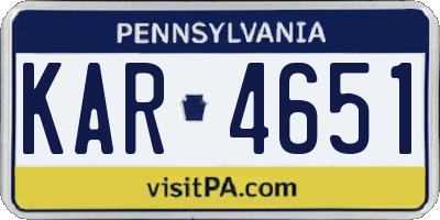 PA license plate KAR4651