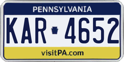 PA license plate KAR4652