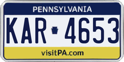 PA license plate KAR4653