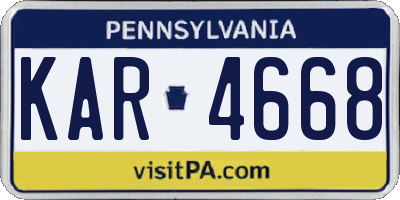 PA license plate KAR4668