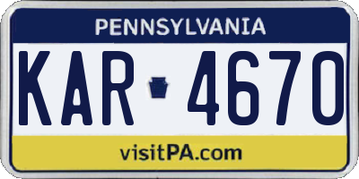 PA license plate KAR4670