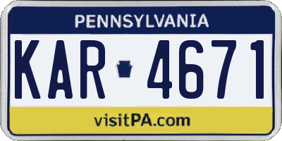 PA license plate KAR4671