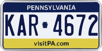 PA license plate KAR4672