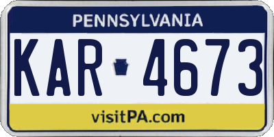 PA license plate KAR4673