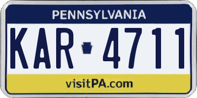 PA license plate KAR4711