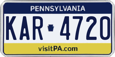 PA license plate KAR4720