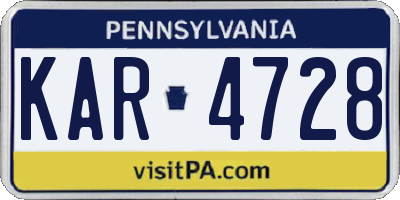 PA license plate KAR4728