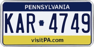 PA license plate KAR4749