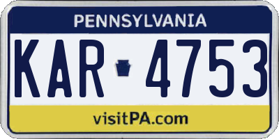 PA license plate KAR4753