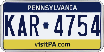 PA license plate KAR4754
