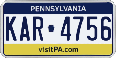 PA license plate KAR4756