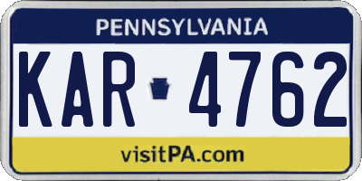 PA license plate KAR4762