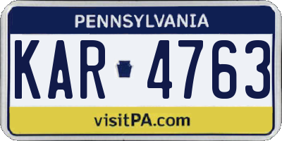 PA license plate KAR4763